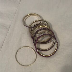Elegant Gold and Purple Bangle Set
